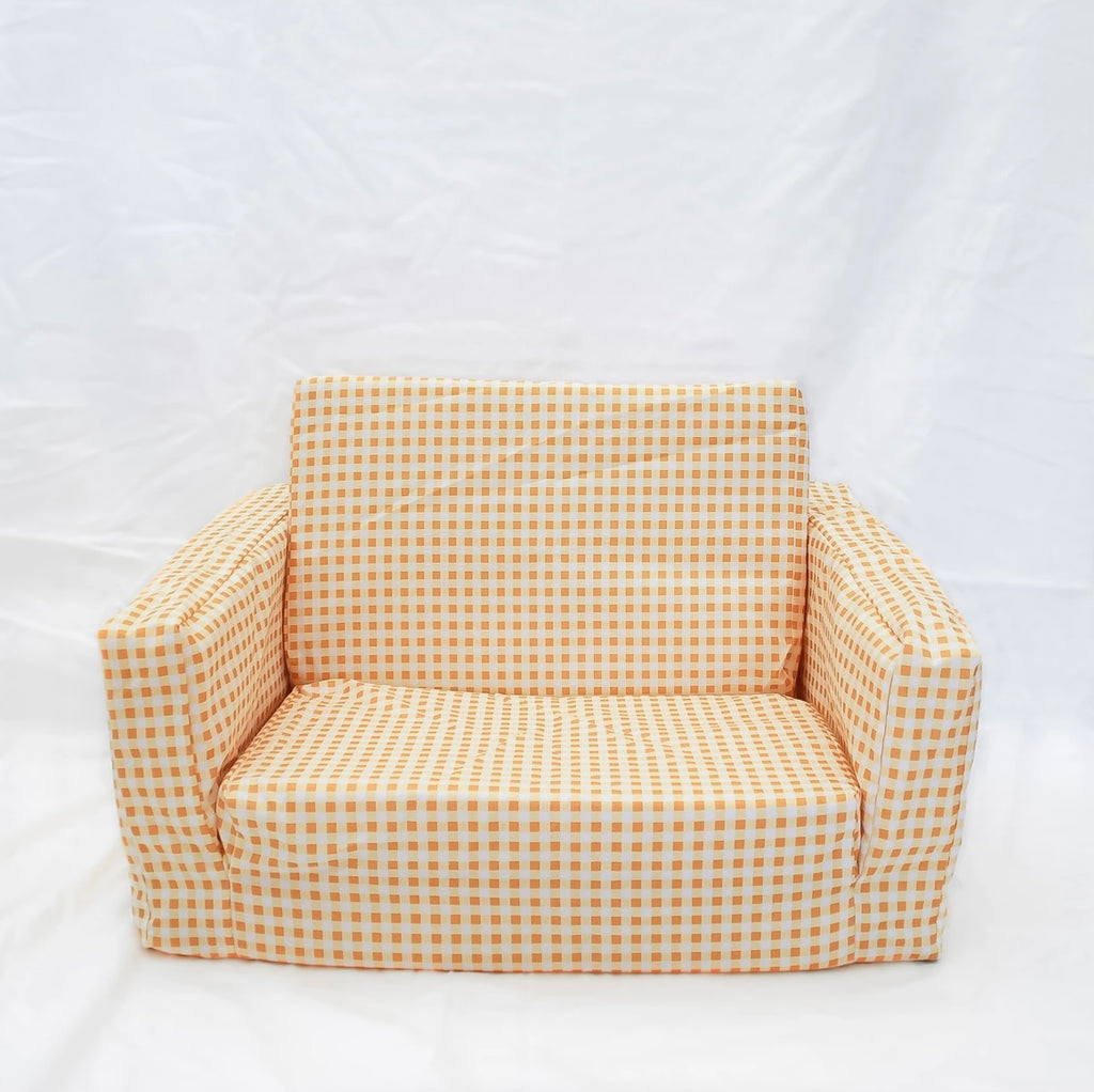 Mustard Gingham Kids Flip Out Couch Cover