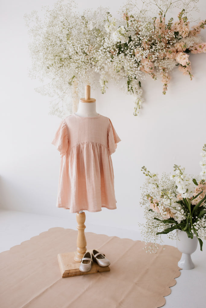 Organic Cotton Muslin Chloe Dress | Peach Whip