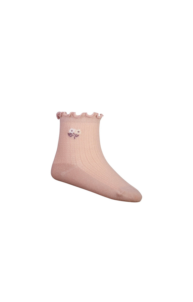 Emilia Frill Ankle Sock | Dusky Rose