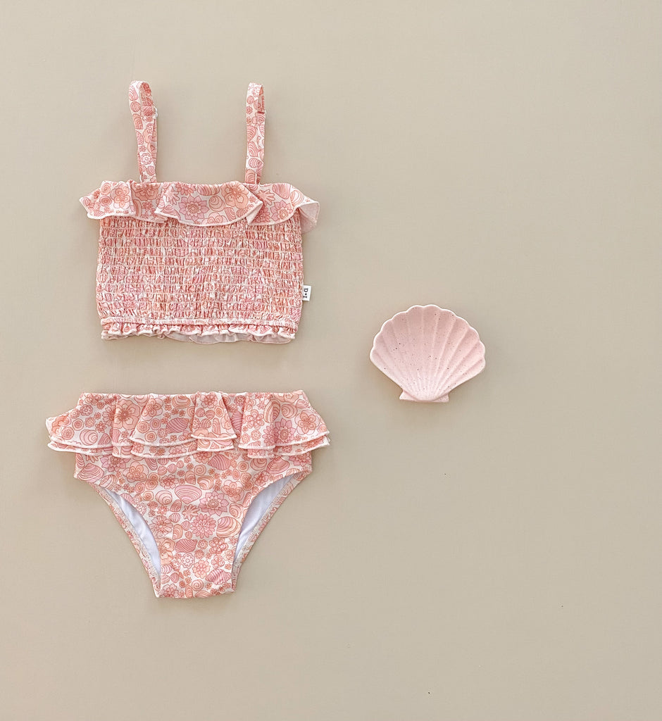 Shirred Two Piece Swimsuit | Retro Seashell