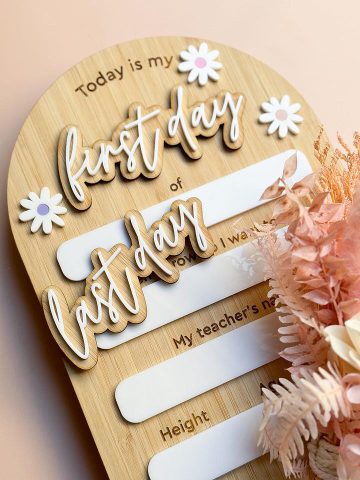 First Day/ Last Day Arch Photo Board | Floral Daisy White