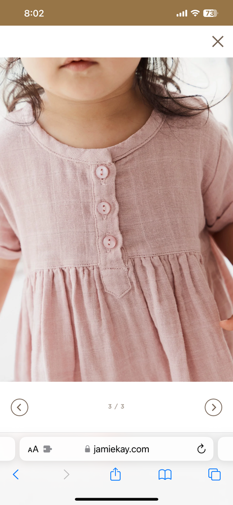 Organic Cotton Muslim Short Sleeve Dress | Powder Pink
