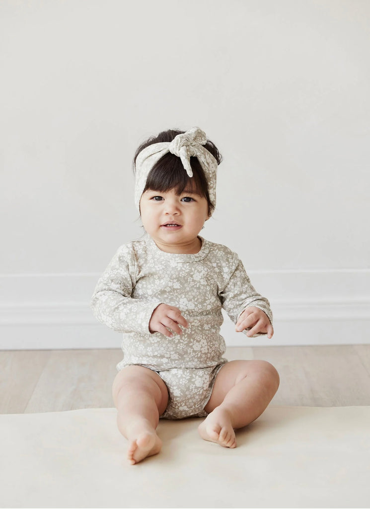 Organic Cotton Long Sleeve Bodysuit | Pansy Floral Mist