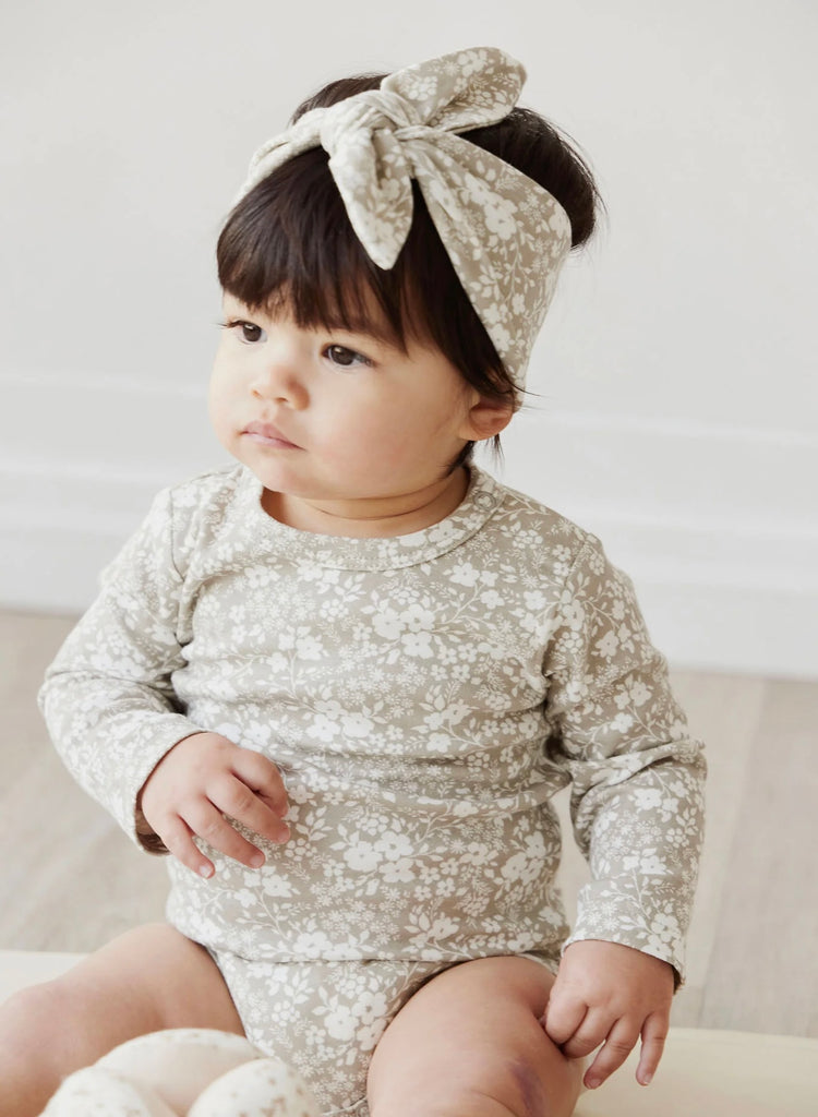 Organic Cotton Long Sleeve Bodysuit | Pansy Floral Mist