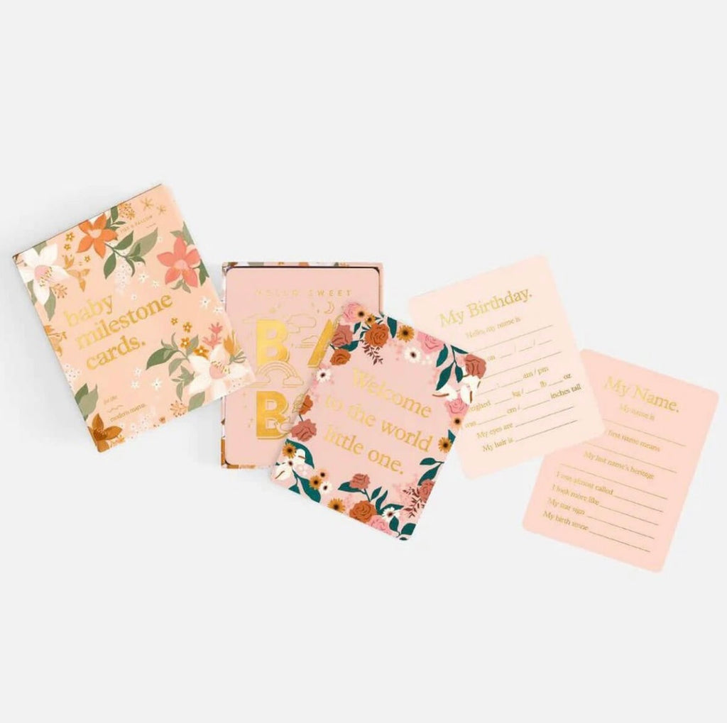 Fox and Fallow Baby Milestones Cards | Floral