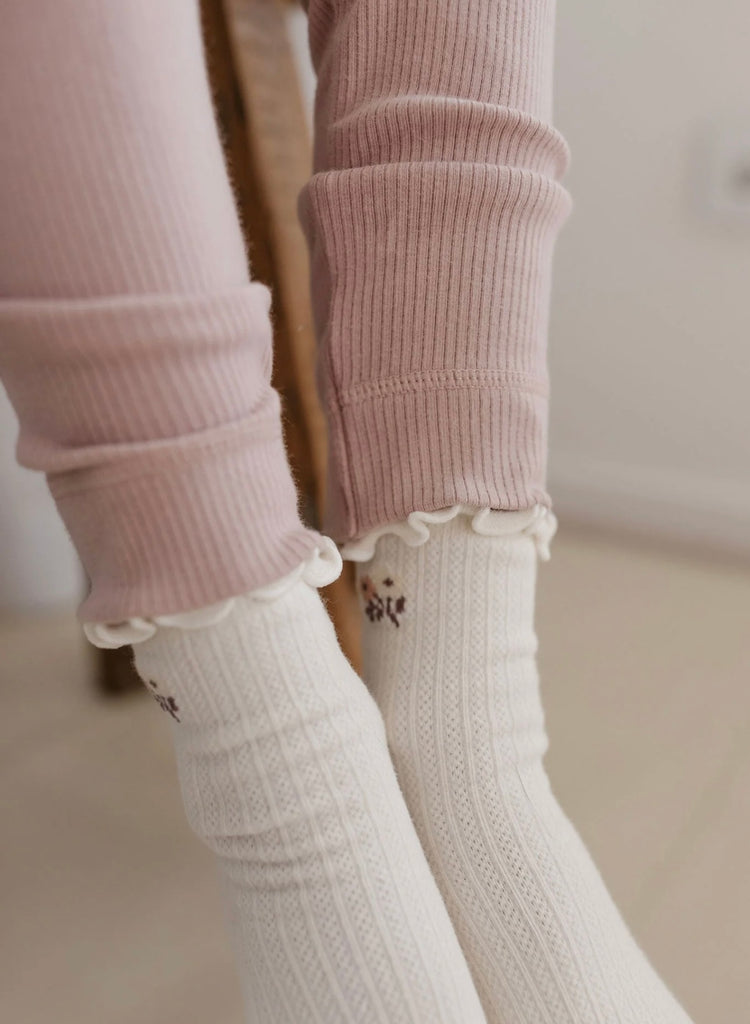 Emilia Frill Ankle Sock | Egret
