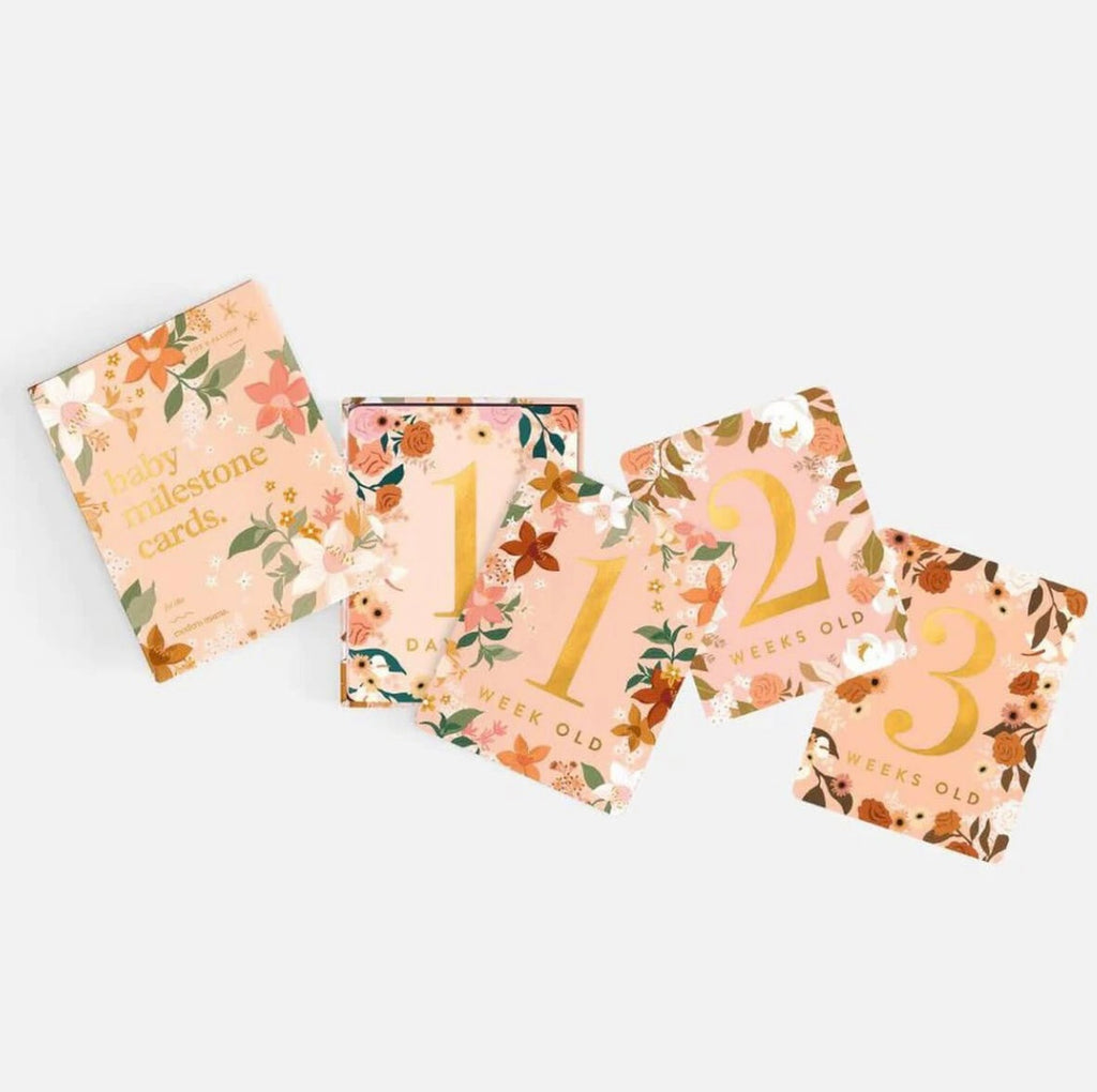 Fox and Fallow Baby Milestones Cards | Floral