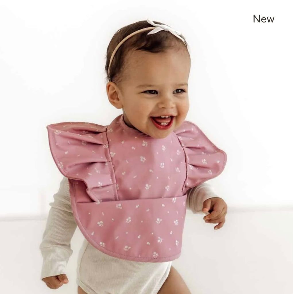 Snuggle Hunny Bib- Pink Fleur Frill Snuggle Bib