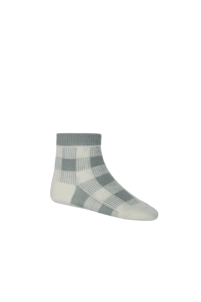 Gingham Sock | Storm Grey