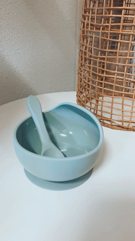 Silicone Bowl and Spoon Set - Ether Blue