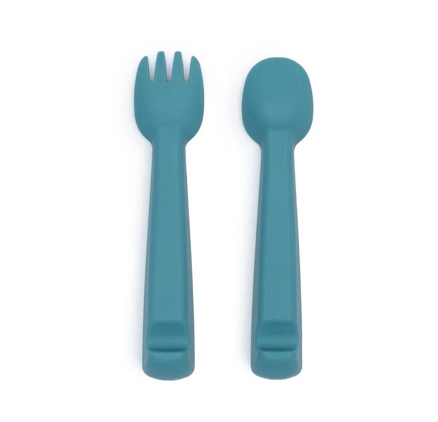 Feedie Fork and Spoon Set - Dusky Blue