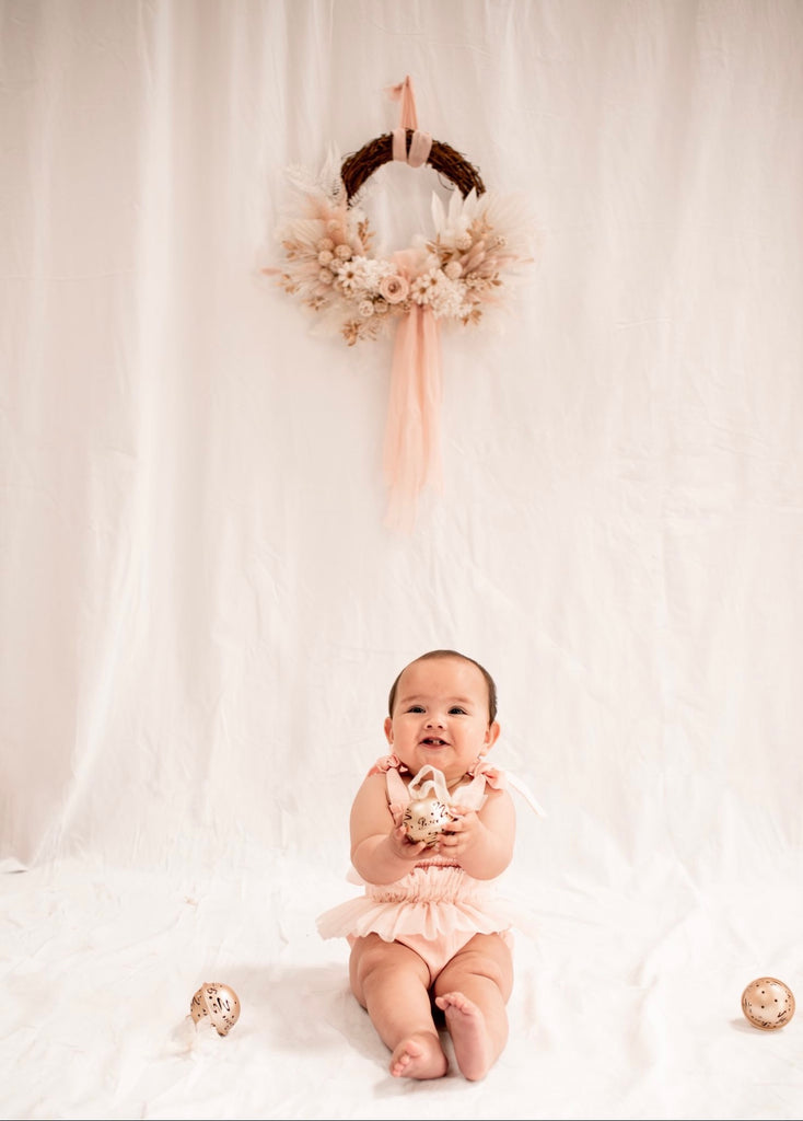 India and Grace Shirred Tutu Romper | Ballet Pink