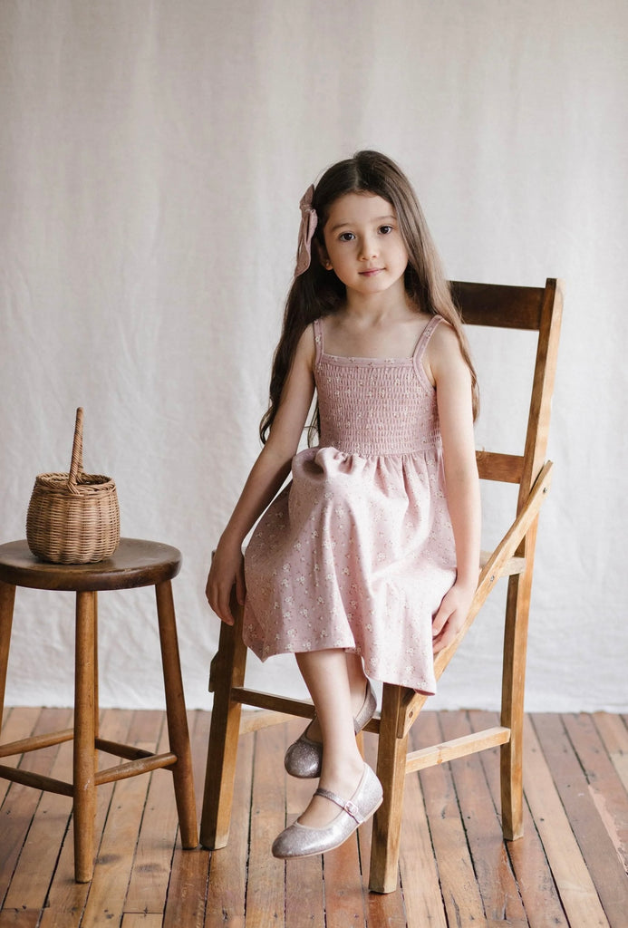 Organic Cotton Kaia Dress | Lulu Floral Powder Pink