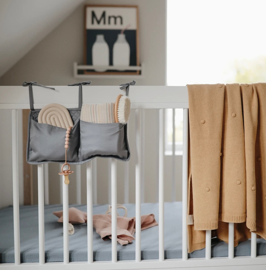 Mushie Knitted Textured Dots Baby Blanket | Mustard Melange