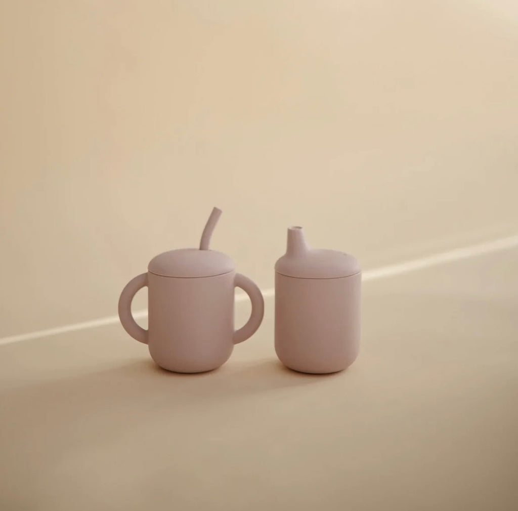 Silicone Training Cup + Straw | Soft Lilac