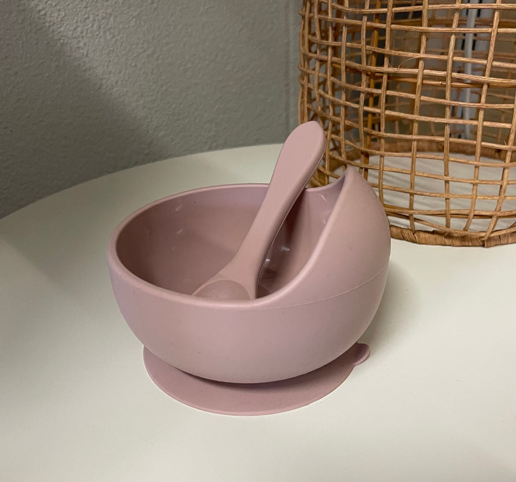 Silicone Bowl and Spoon Set - Blush