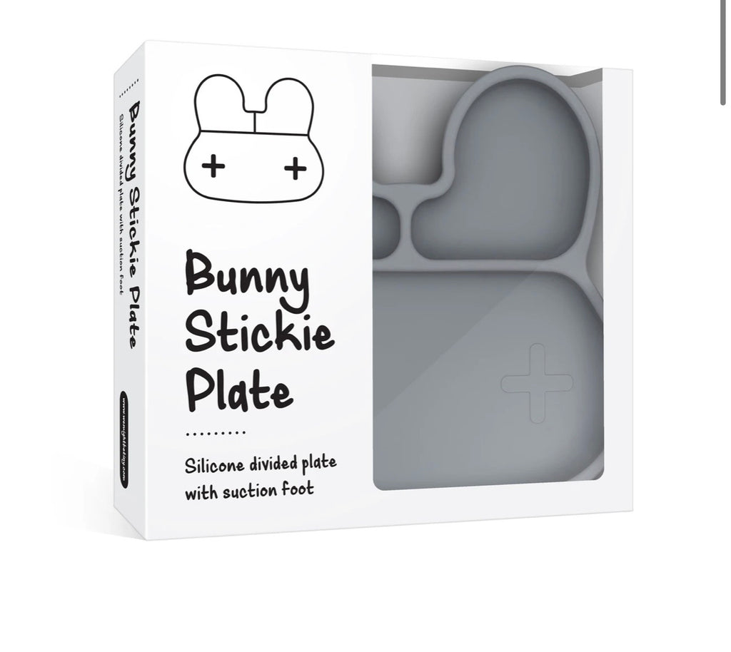 Bunny Stickie Plate - Grey