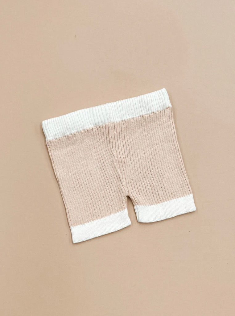 Knitted Ribbed Bike Shorts | Peach