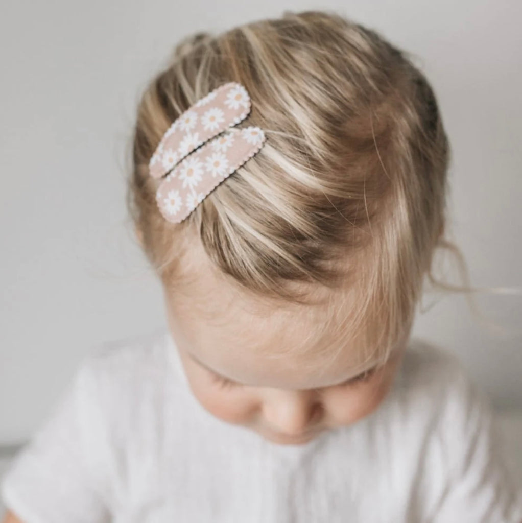 Marguerite Taupe Fabric Hair Clips