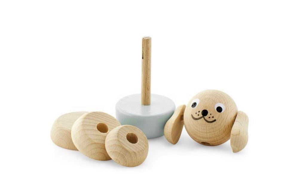 Wooden dog stacking puzzle