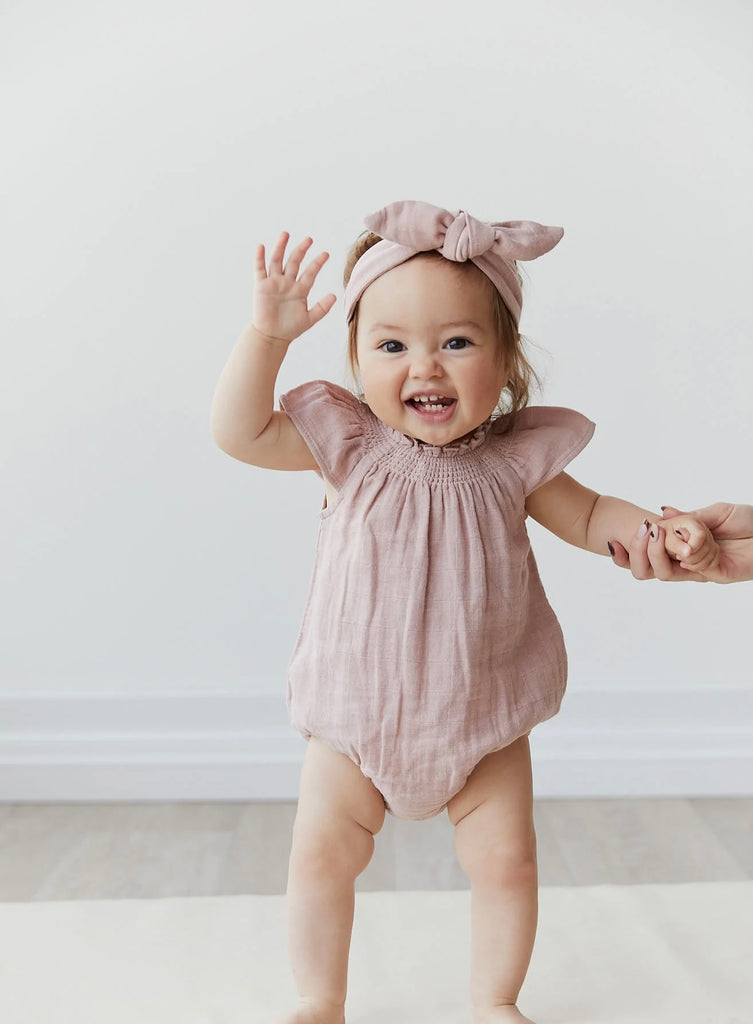 Organic Cotton Muslin Tamara Playsuit | Mauve Shadow