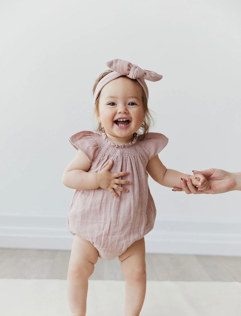 Organic Cotton Muslin Tamara Playsuit | Mauve Shadow