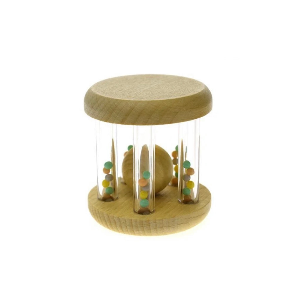 Wooden Rattle with Rainbow Bead