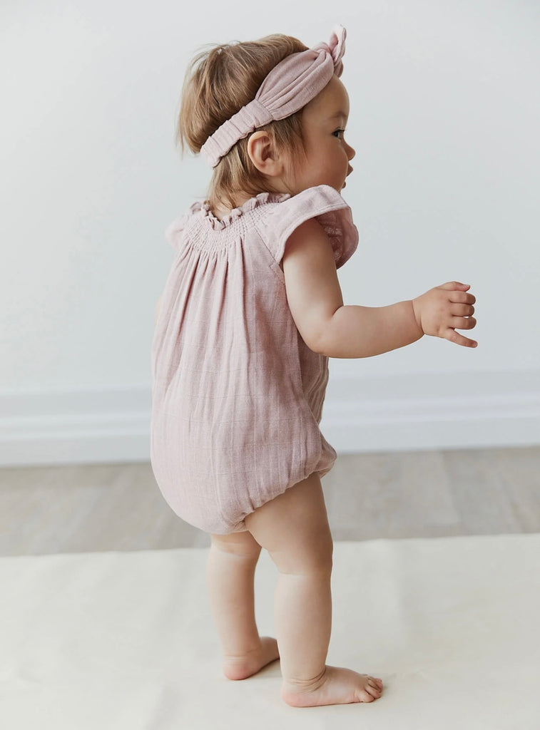 Organic Cotton Muslin Tamara Playsuit | Mauve Shadow