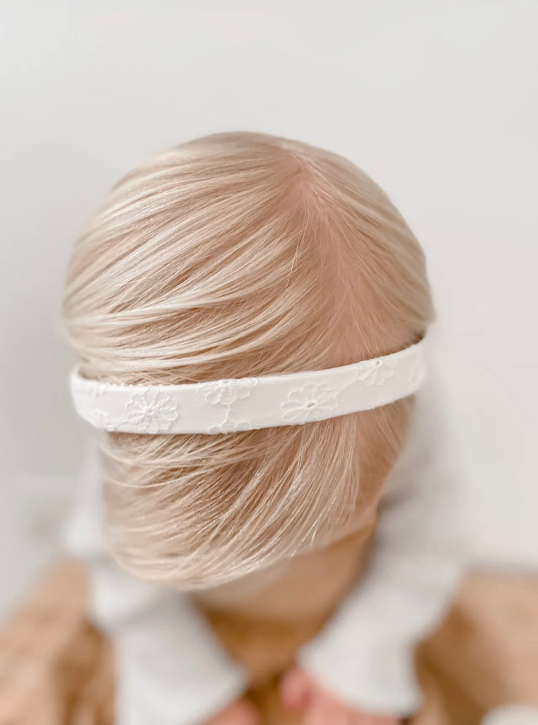 Claudette | White Embroidery Headband