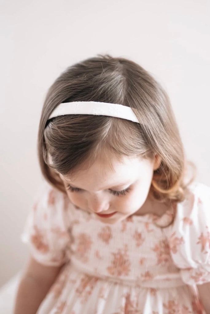 Claudette | White Embroidery Headband