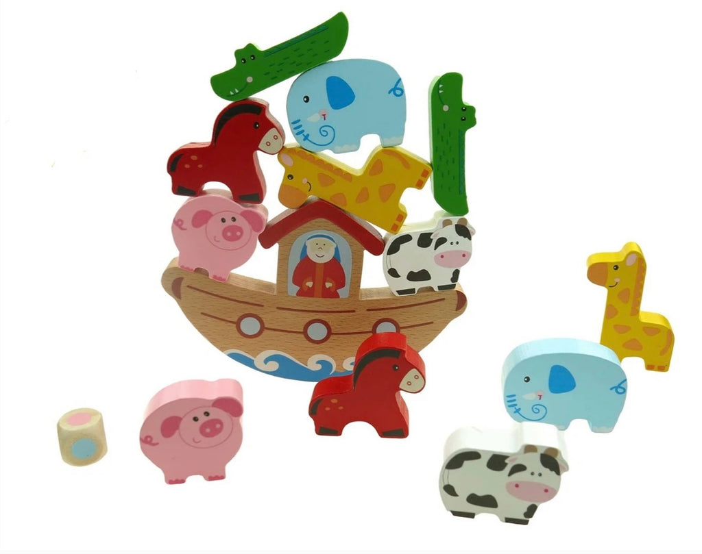 Wooden Noah’s Ark Balancing Game in a Tin Box
