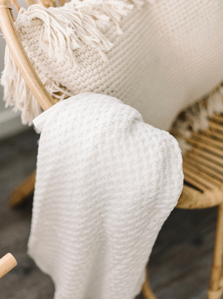 Diamond Knit Blanket - Cream