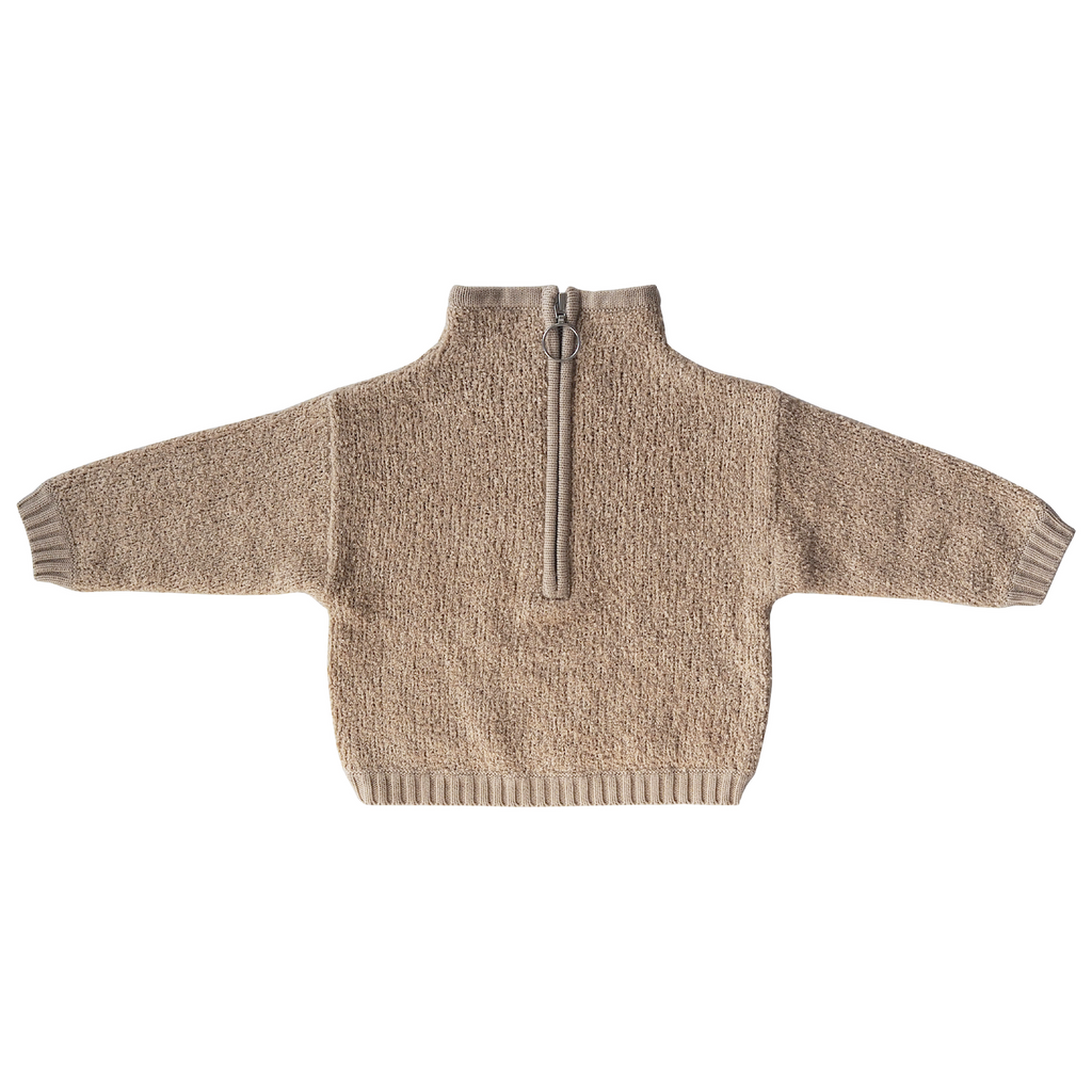 Zip Teddy Boucle Pullover | Stone
